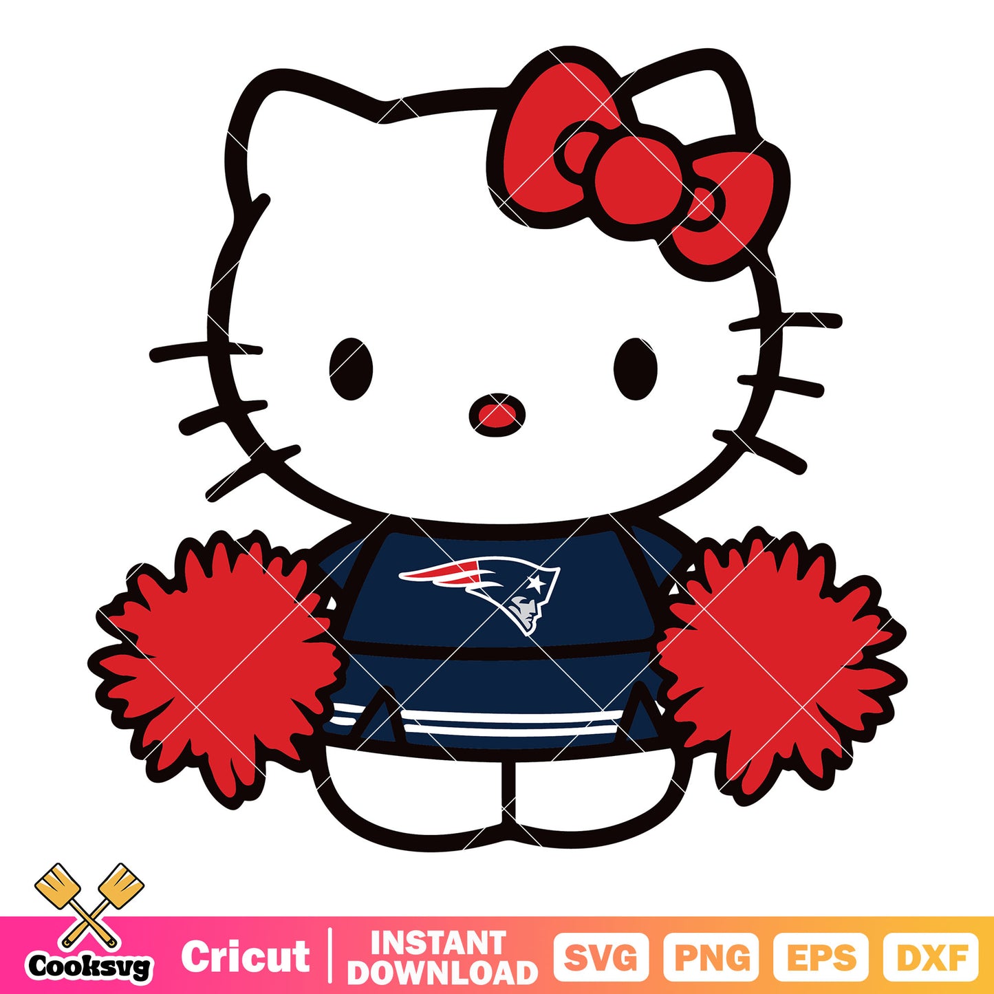 Hello kitty new england patriots cheerleader svg, new england patriots svg