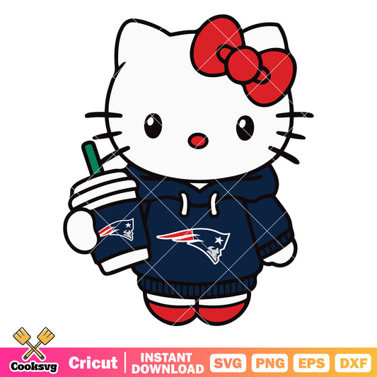 Hello kitty new england patriots coffee svg, new england patriots svg