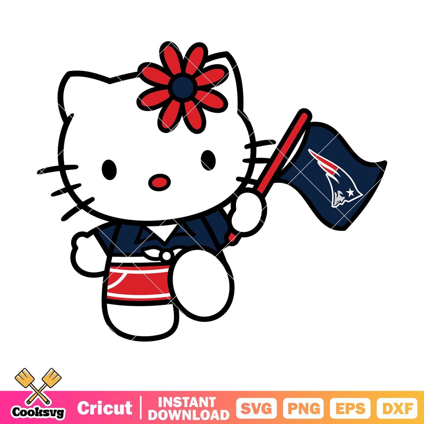 Hello kitty new england patriots flag svg, new england patriots svg