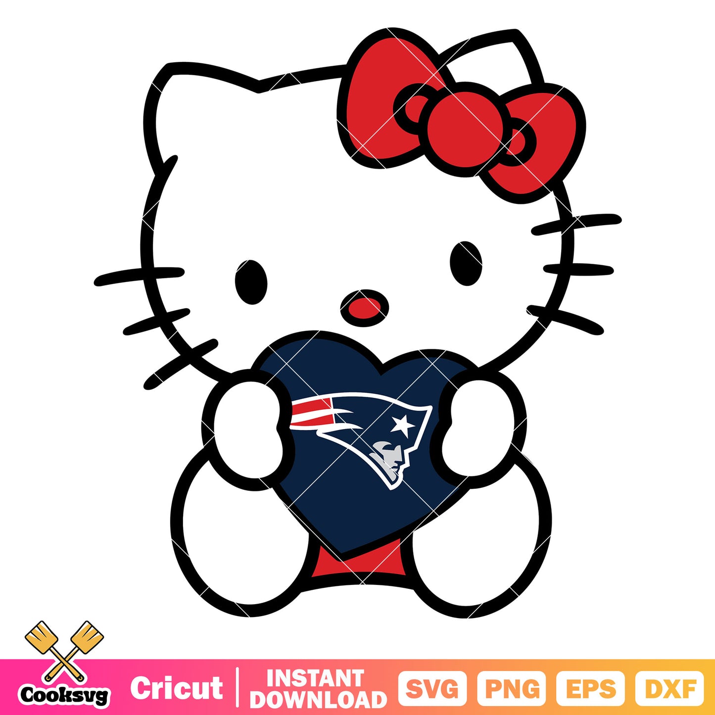 Hello kitty new england patriots heart svg, new england patriots logo​ svg