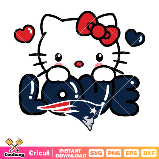 Hello kitty new england patriots love svg, new england patriots logo​ svg