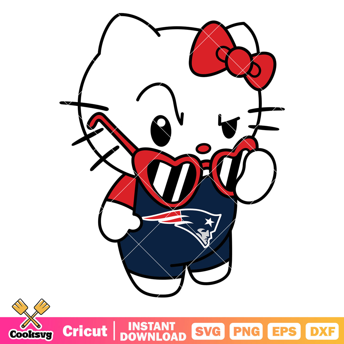 Hello kitty new england patriots sunglasses svg, new england patriots ...