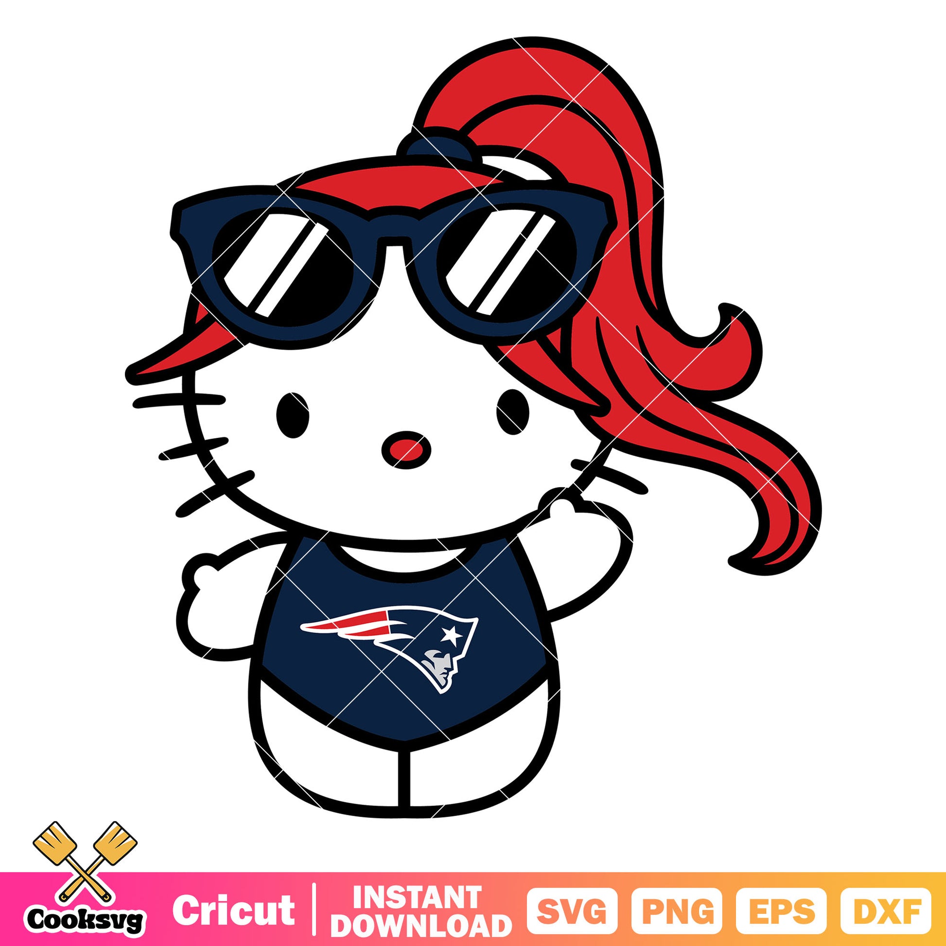 Hello kitty new england patriots swimsuit svg, new england patriots svg