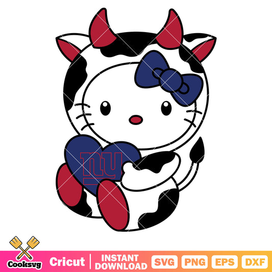 Hello kitty new york giants cow svg, new york giants logo​ svg