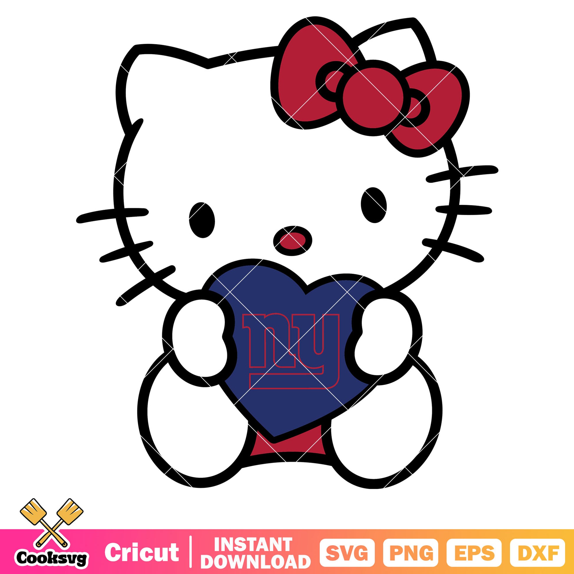 Hello kitty new york giants heart svg, new york giants logo​ svg