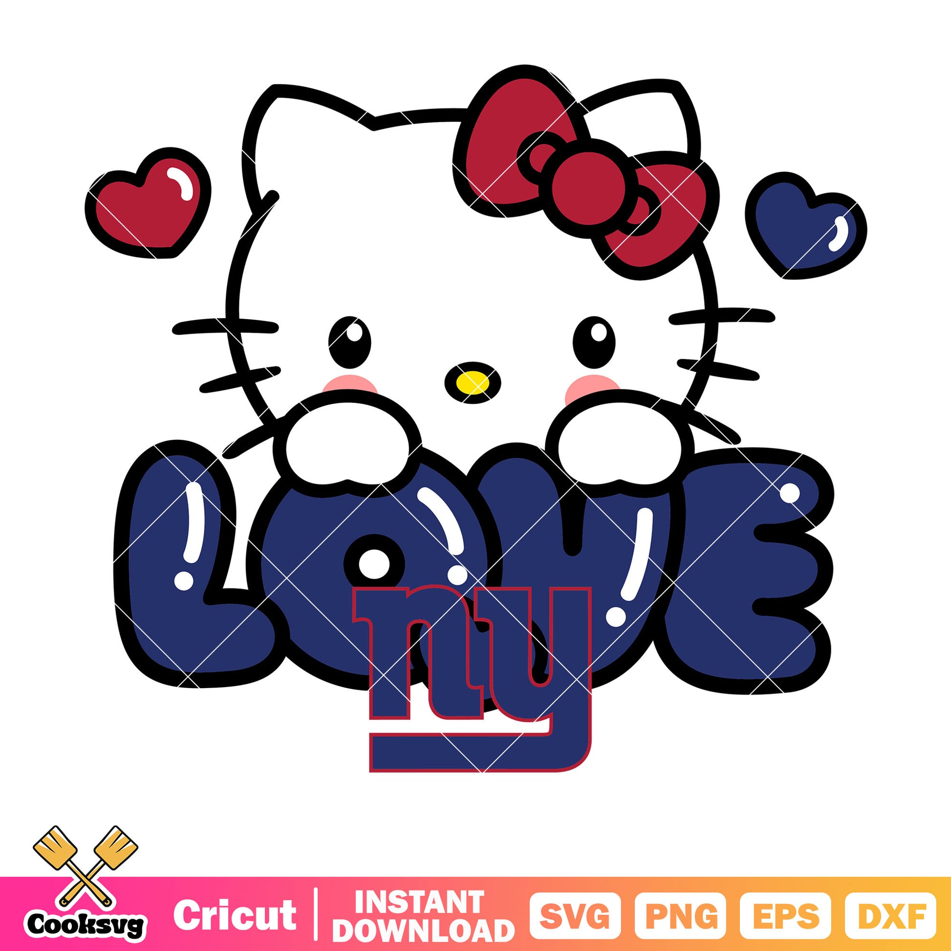 Hello kitty new york giants love svg, new york giants logo​ svg