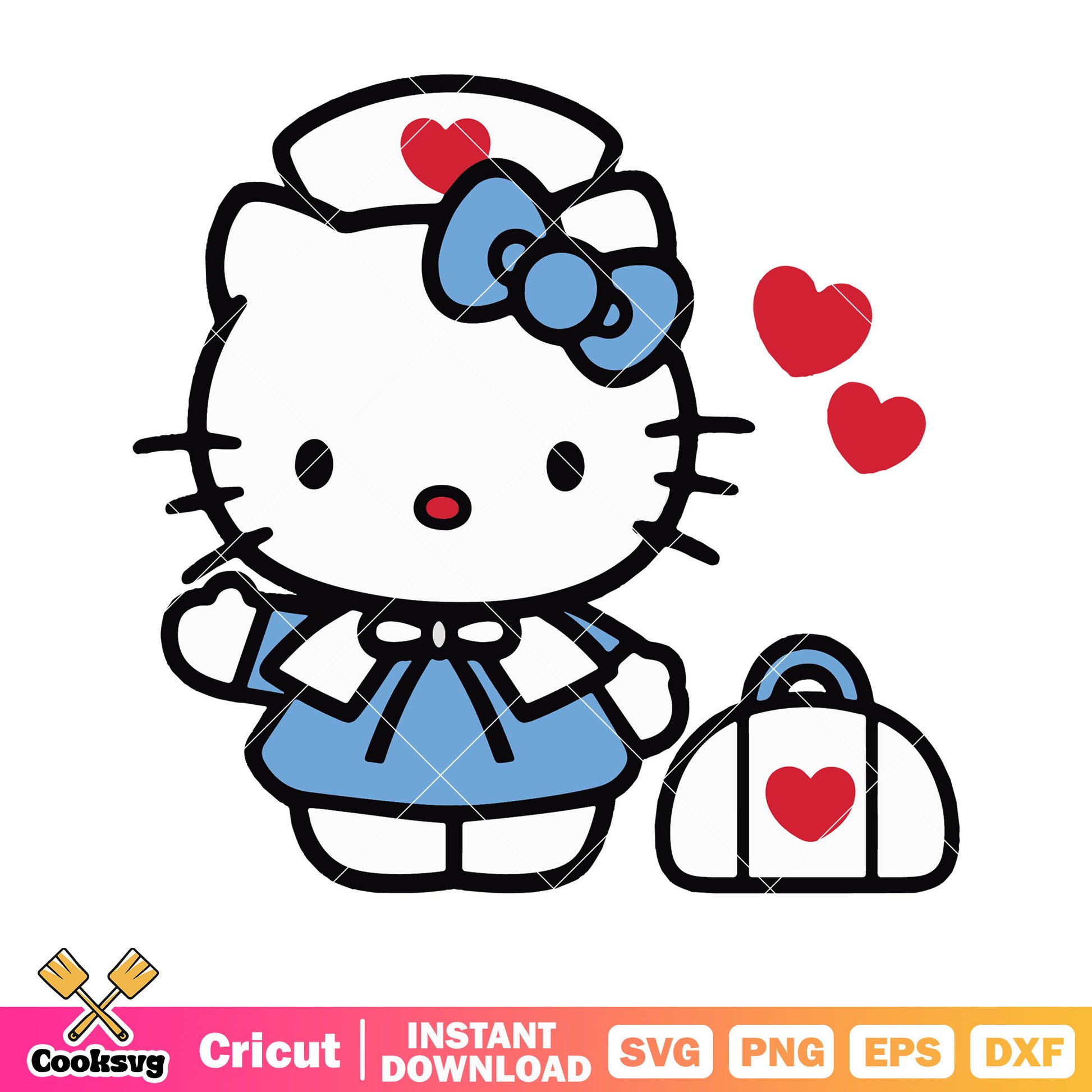 Hello kitty nurse costume svg, hello kitty costume svg, hello kitty cat svg