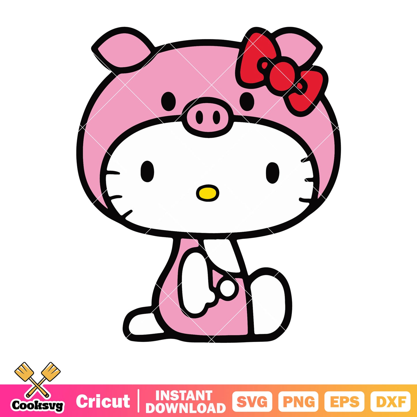 Hello kitty pig costume svg, hello kitty costume svg, sanrio cartoon svg