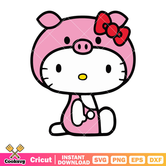 Hello kitty pig costume svg, hello kitty costume svg, sanrio cartoon svg