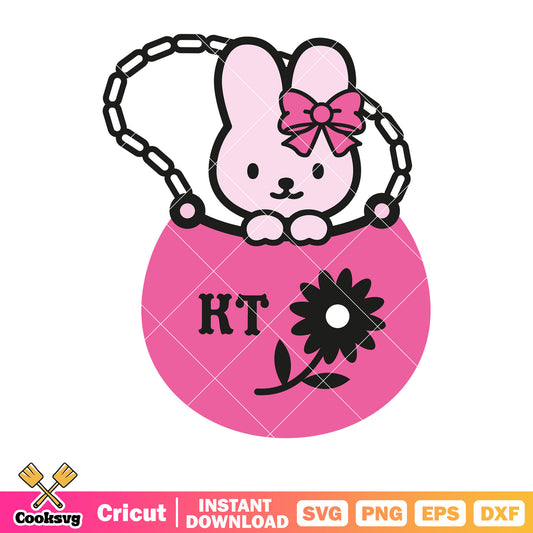 Hello kitty pink bag and bunny svg, pink hello kitty svg