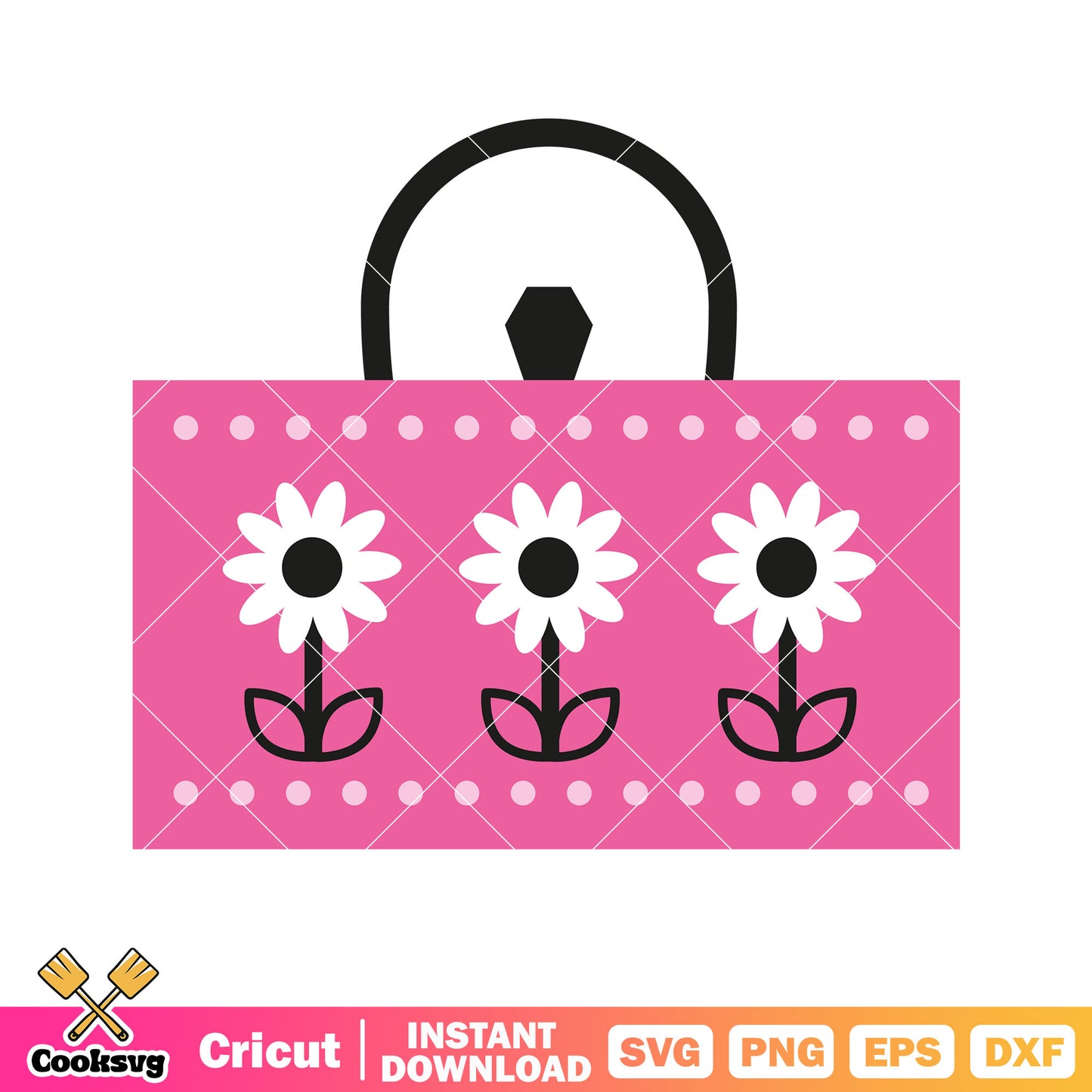 Hello kitty pink bag flower cartoon svg, pink hello kitty svg