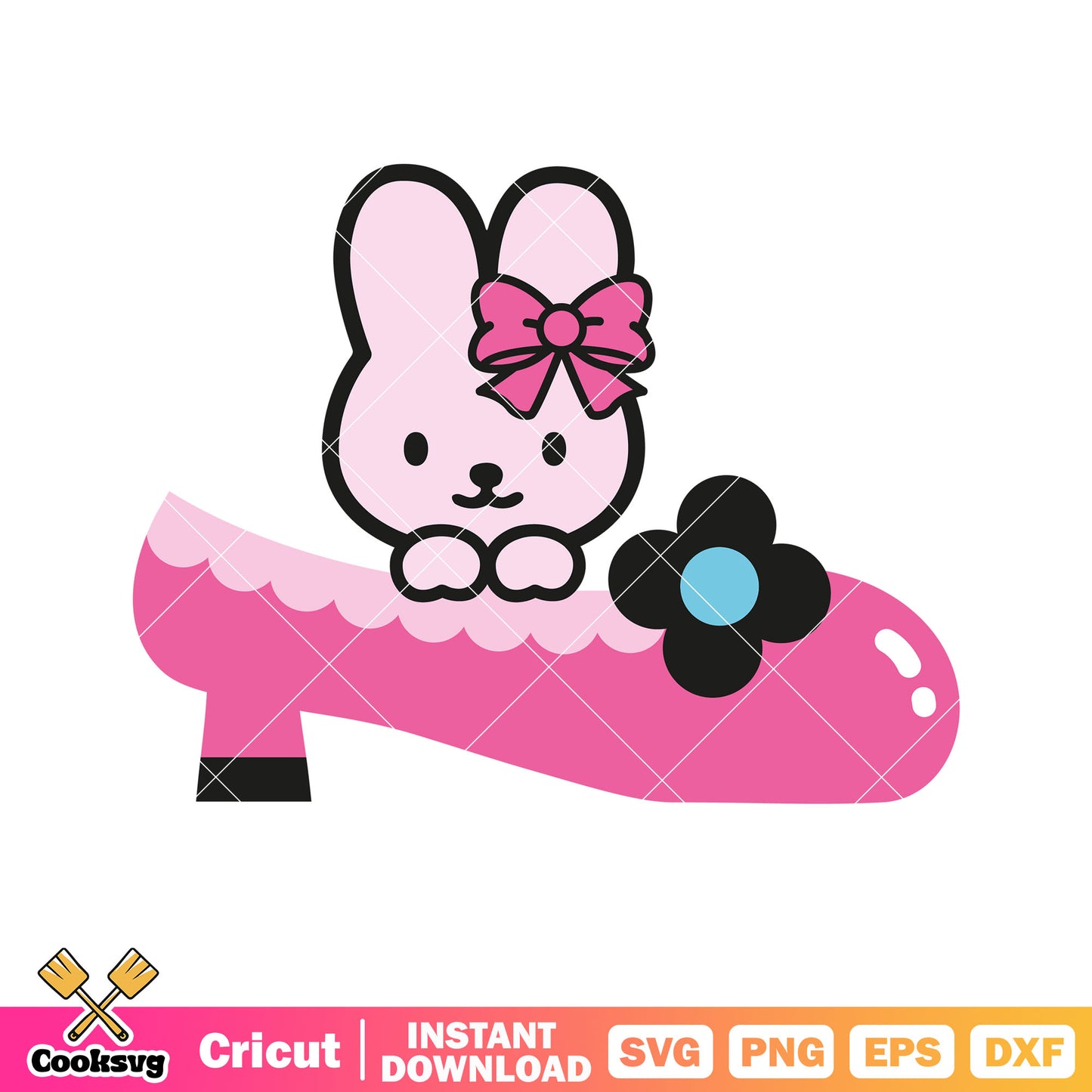 Hello kitty pink clogs and bunny svg, pink hello kitty svg