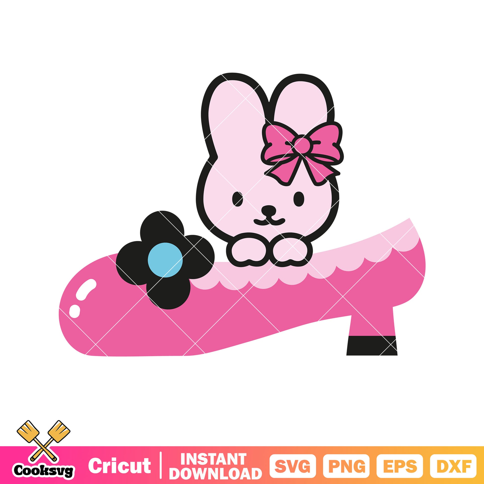 Hello kitty pink clogs and bunny svg file, pink hello kitty svg