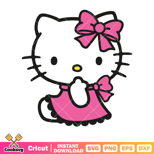 Hello kitty pink dress cartoon svg file, hello kitty cartoon svg