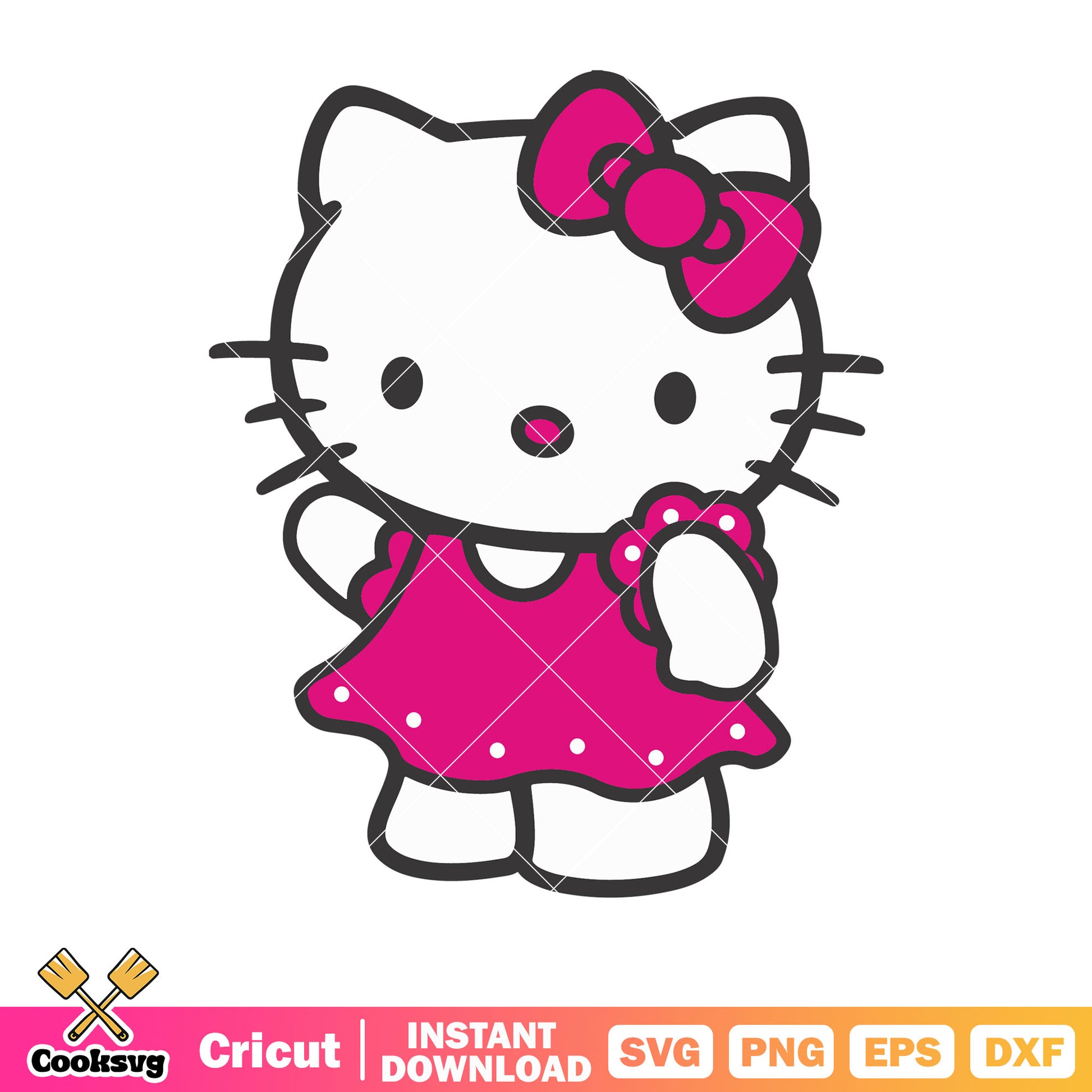 Hello kitty pink dress svg file, hello kitty costume svg