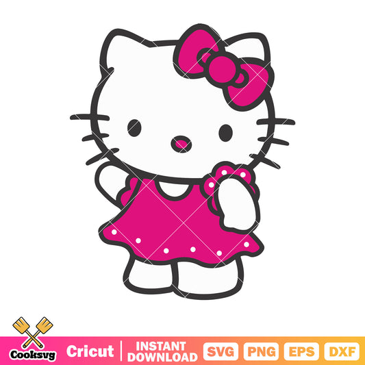 Hello kitty pink dress svg file, hello kitty costume svg