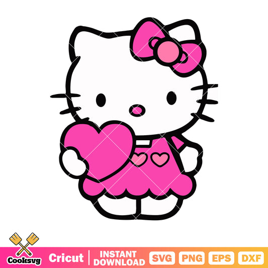 Hello kitty pink love cartoon svg, hello kitty love svg