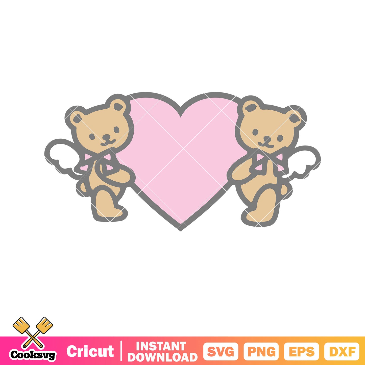 Hello kitty pink love teddy bear svg, hello kitty care bear svg