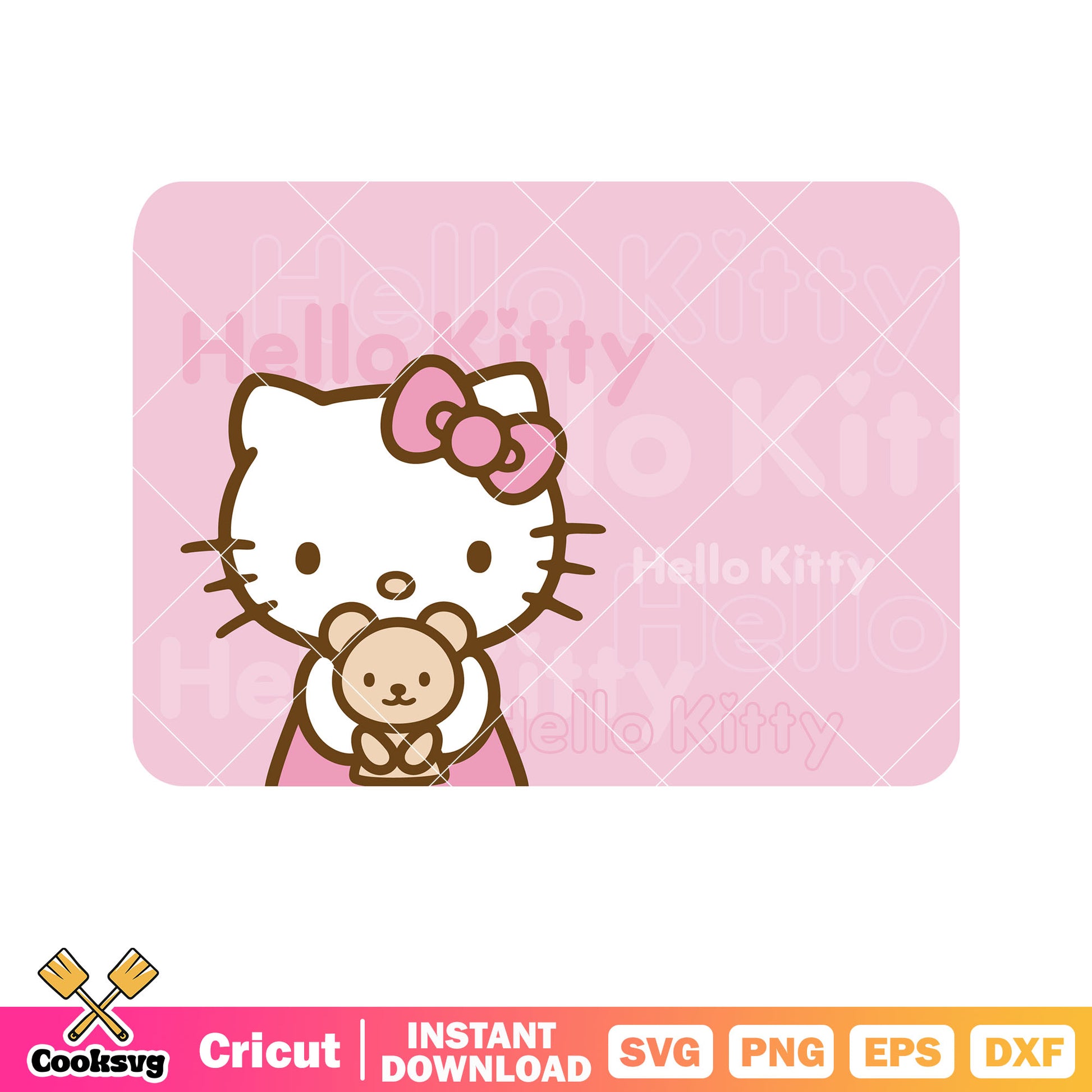 Hello kitty pink rectangle svg, hello kitty cat svg, sanrio cartoon svg