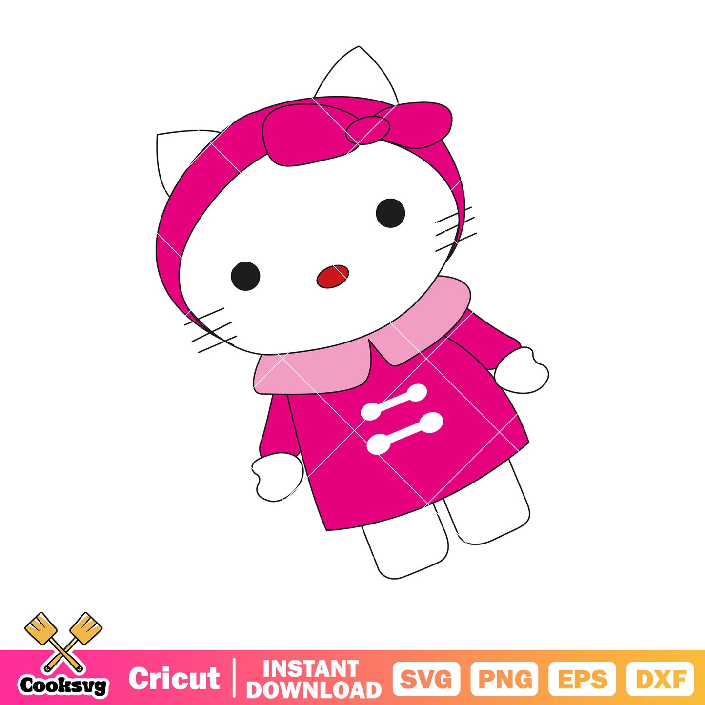 Hello kitty pink winter costume svg, pink hello kitty svg