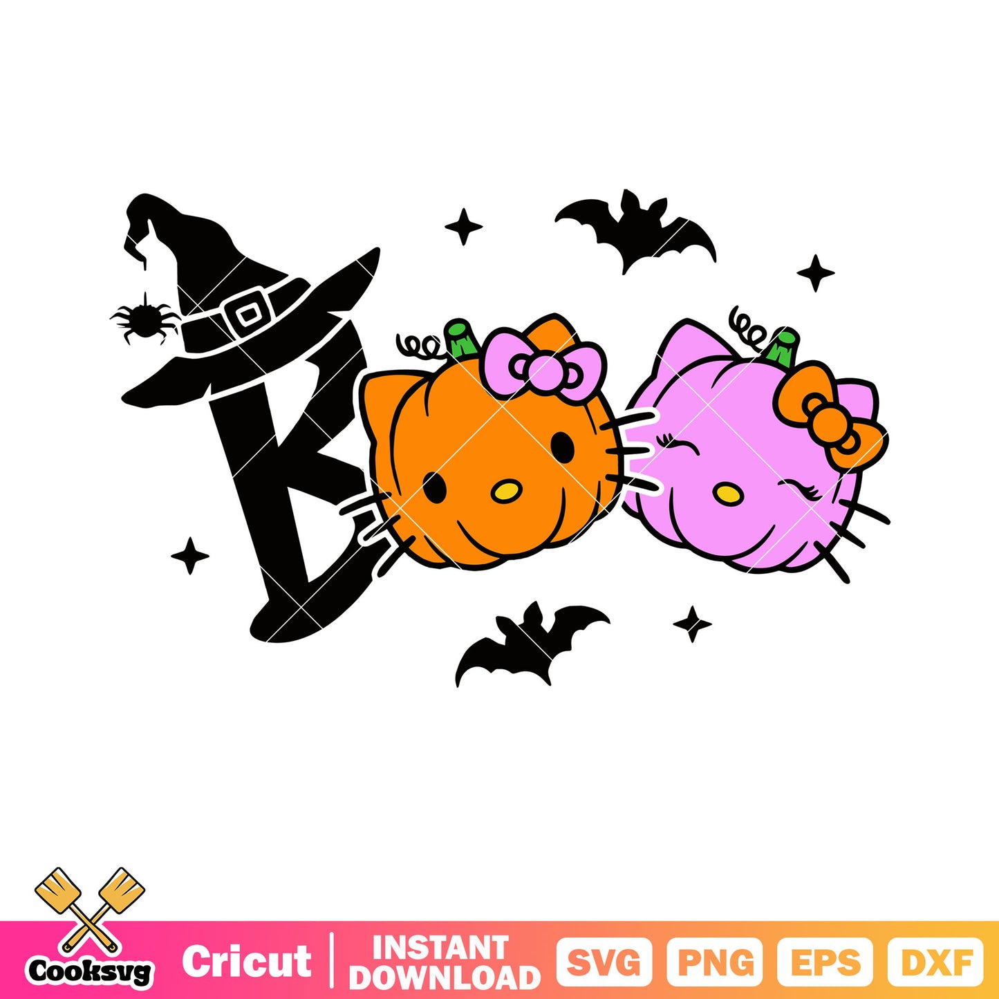 Hello kitty pumpkin boo svg, hello kitty halloween svg, kitty cat svg