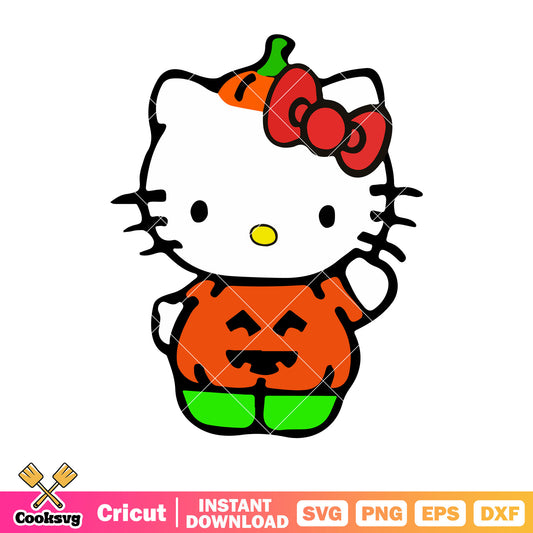 Hello kitty pumpkin costume svg, hello kitty halloween svg