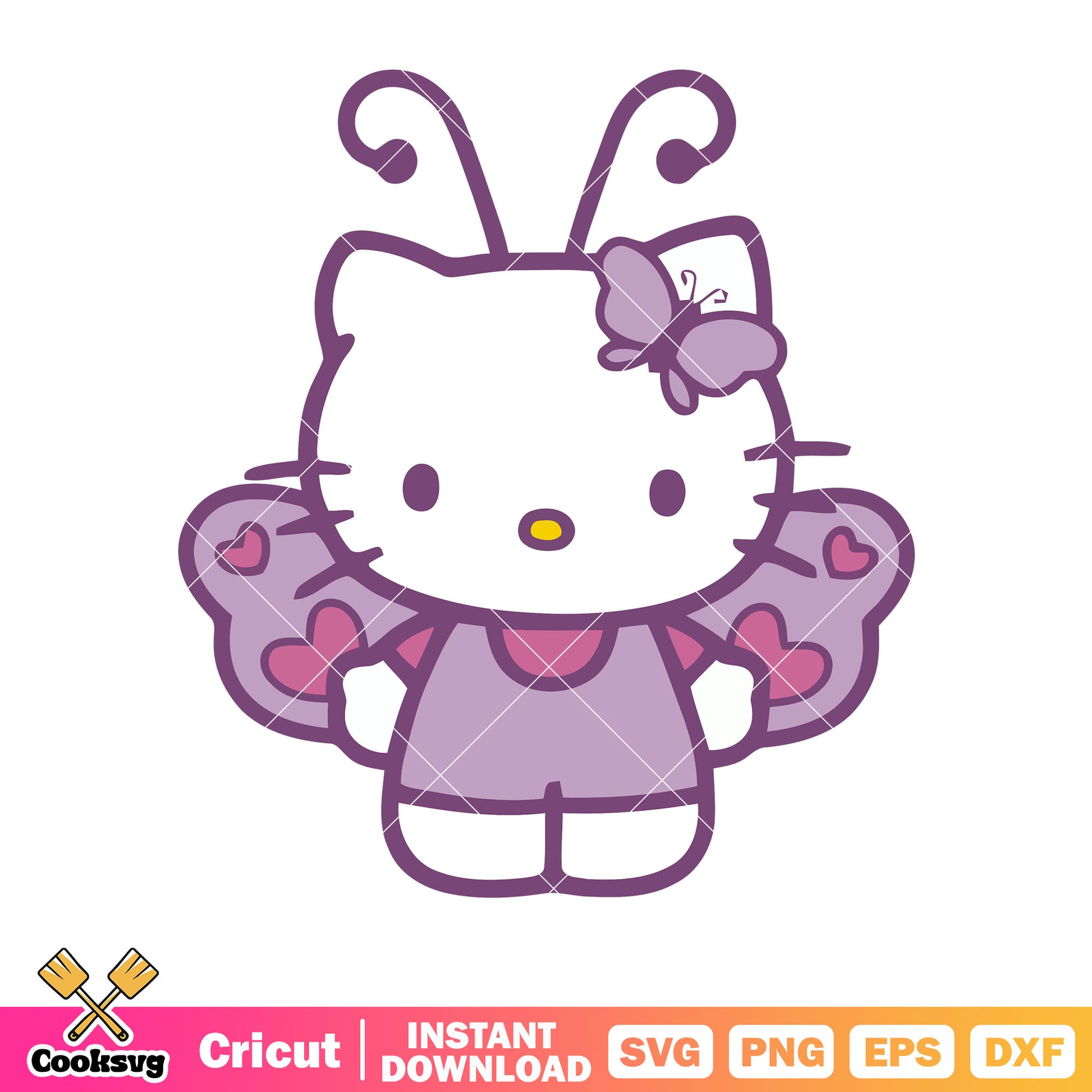 Hello kitty purple butterfly cartoon svg, hello kitty butterfly​ svg