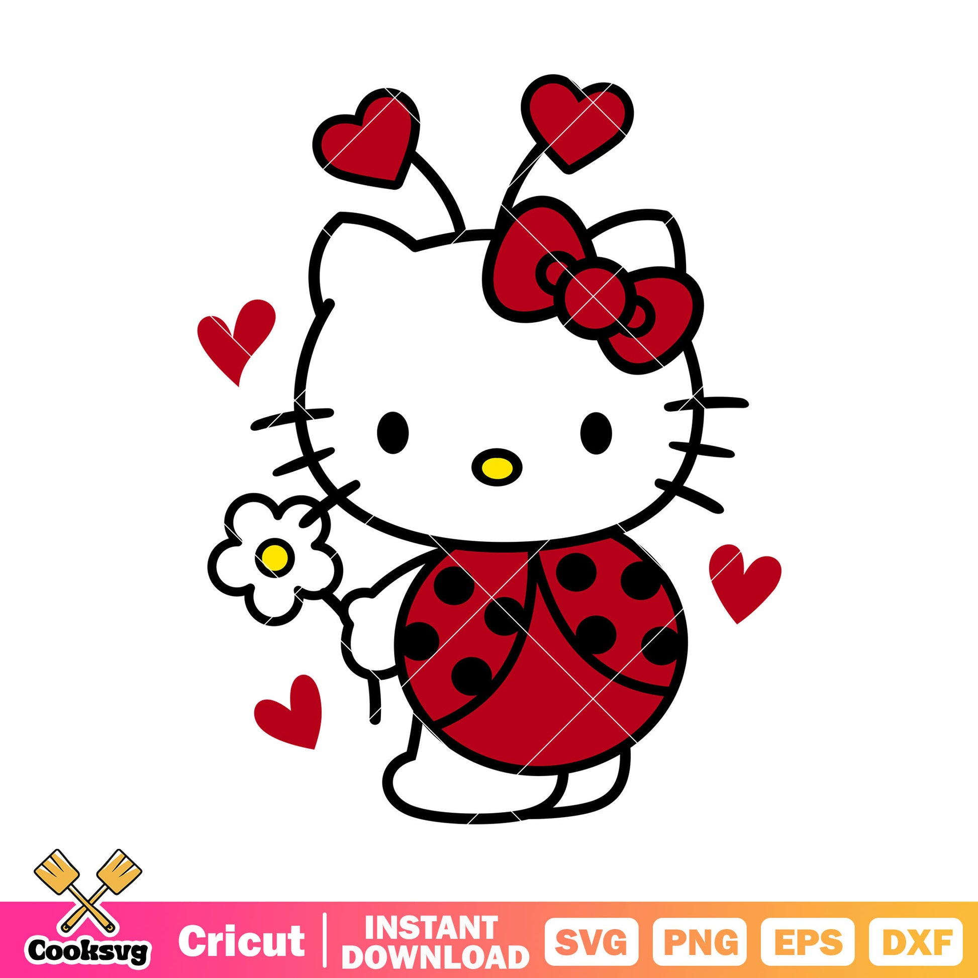 Hello kitty red bug valentine svg, hello kitty valentine svg