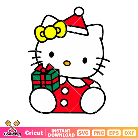 Hello kitty red costume and gift svg, hello kitty winter svg