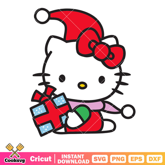 Hello kitty red costume gift svg, hello kitty winter svg