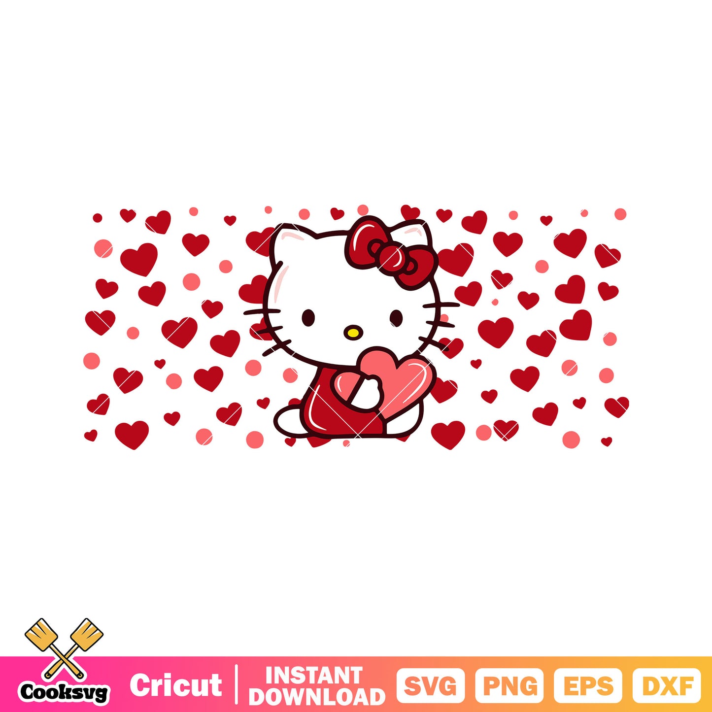 Hello kitty red love valentine vibes svg, hello kitty valentine svg