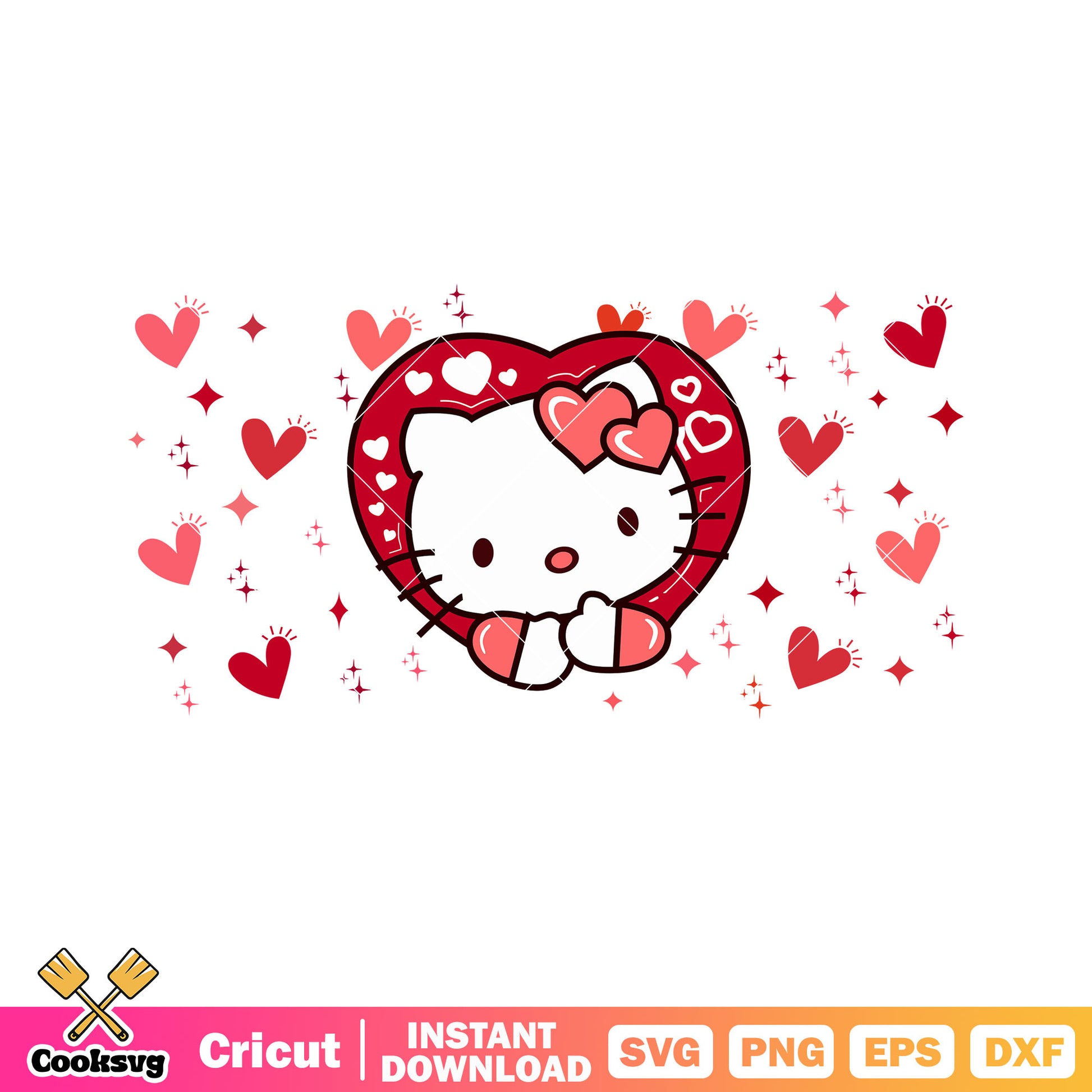 Hello kitty red love valentine vibe svg, hello kitty valentine svg