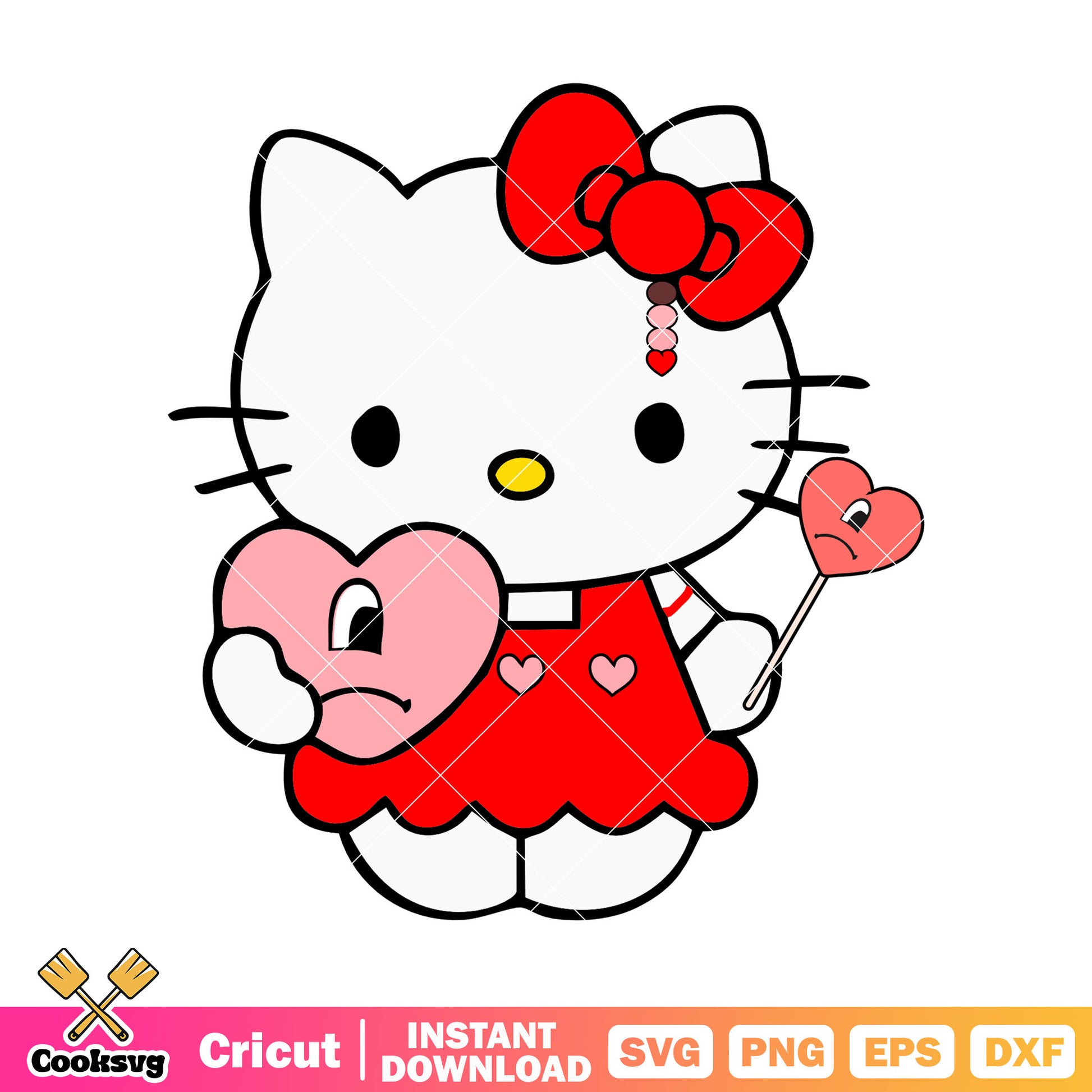 Hello kitty red valentine love svg, bad bunny valentine svg