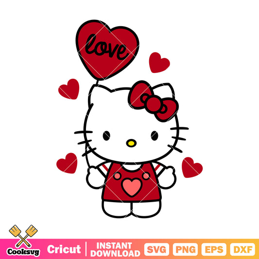 Hello kitty red valentine vibe svg, hello kitty valentine svg