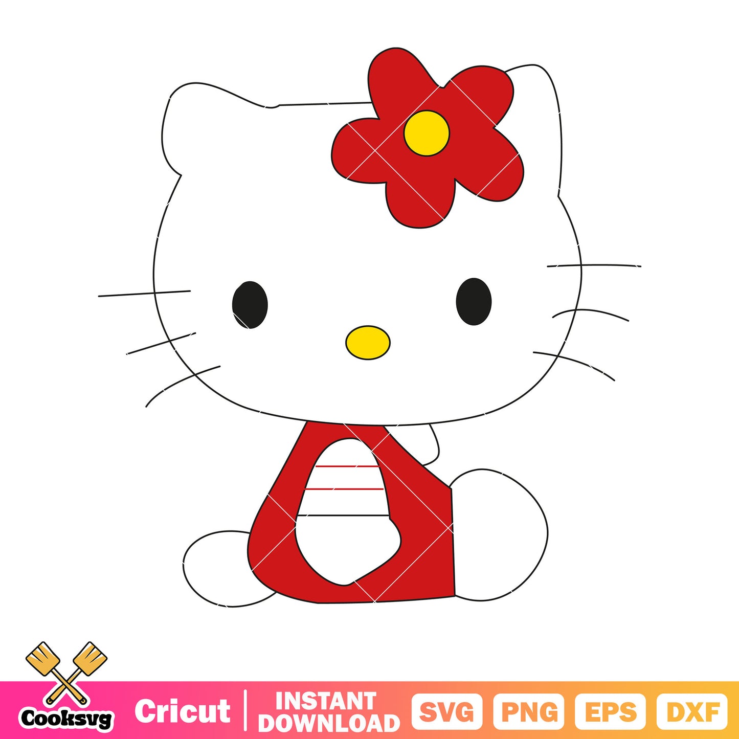 Hello kitty red vibes cartoon svg, hello kitty cartoon svg