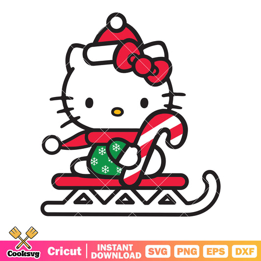 Hello kitty red winter costume design svg, hello kitty winter svg