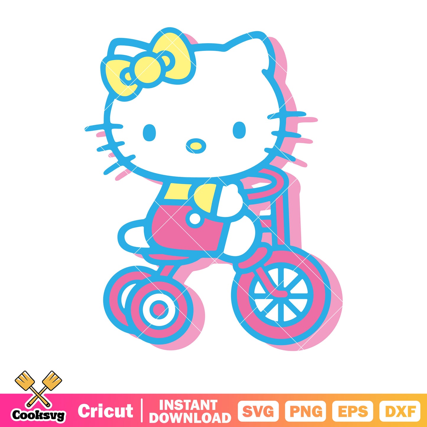 Hello kitty riding a bike svg, hello kitty on bike​ svg