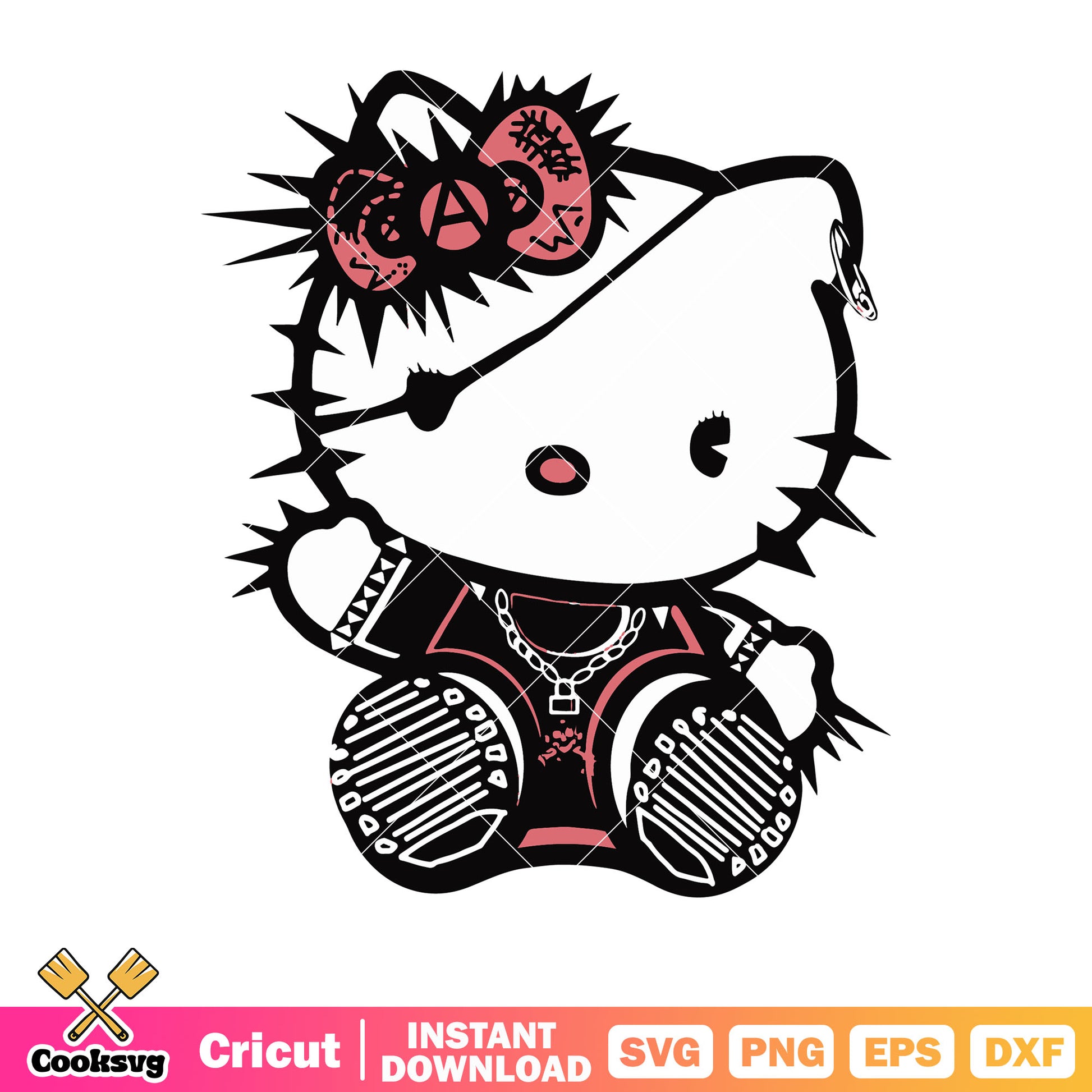 Hello kitty rock style cartoon svg, sanrio cartoon svg, hello kitty svg