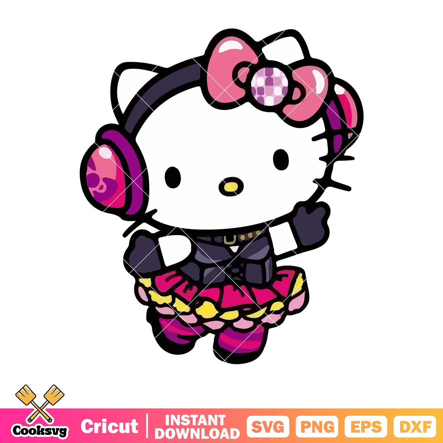 Hello kitty singer costume svg file, hello kitty costume svg