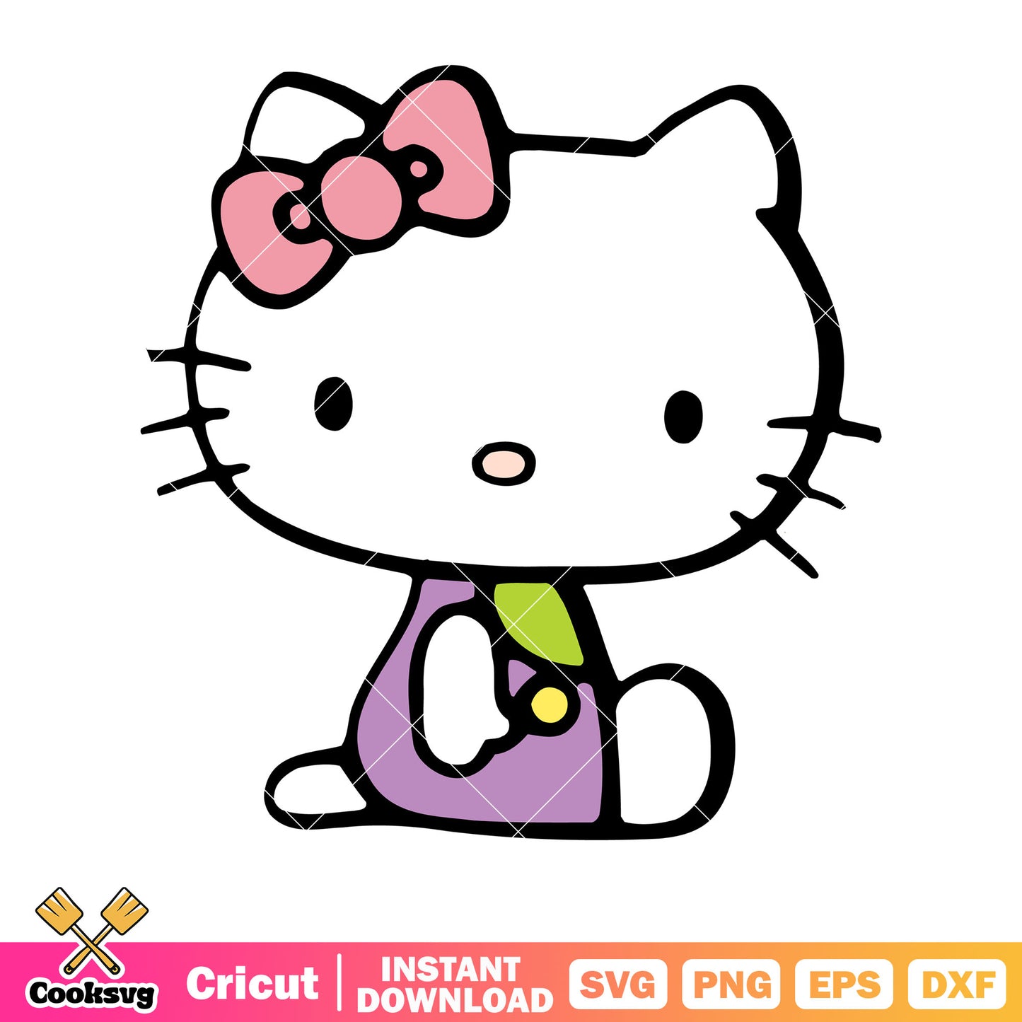 Hello kitty sitting cartoon sanrio svg, hello kitty cartoon svg