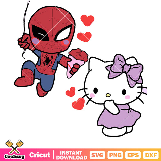 Hello kitty spiderman love svg, hello kitty svg, sanrio svg