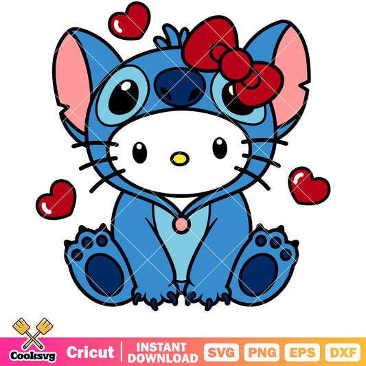 Hello kitty stitch love svg, hello kitty svg, hello kitty valentines svg