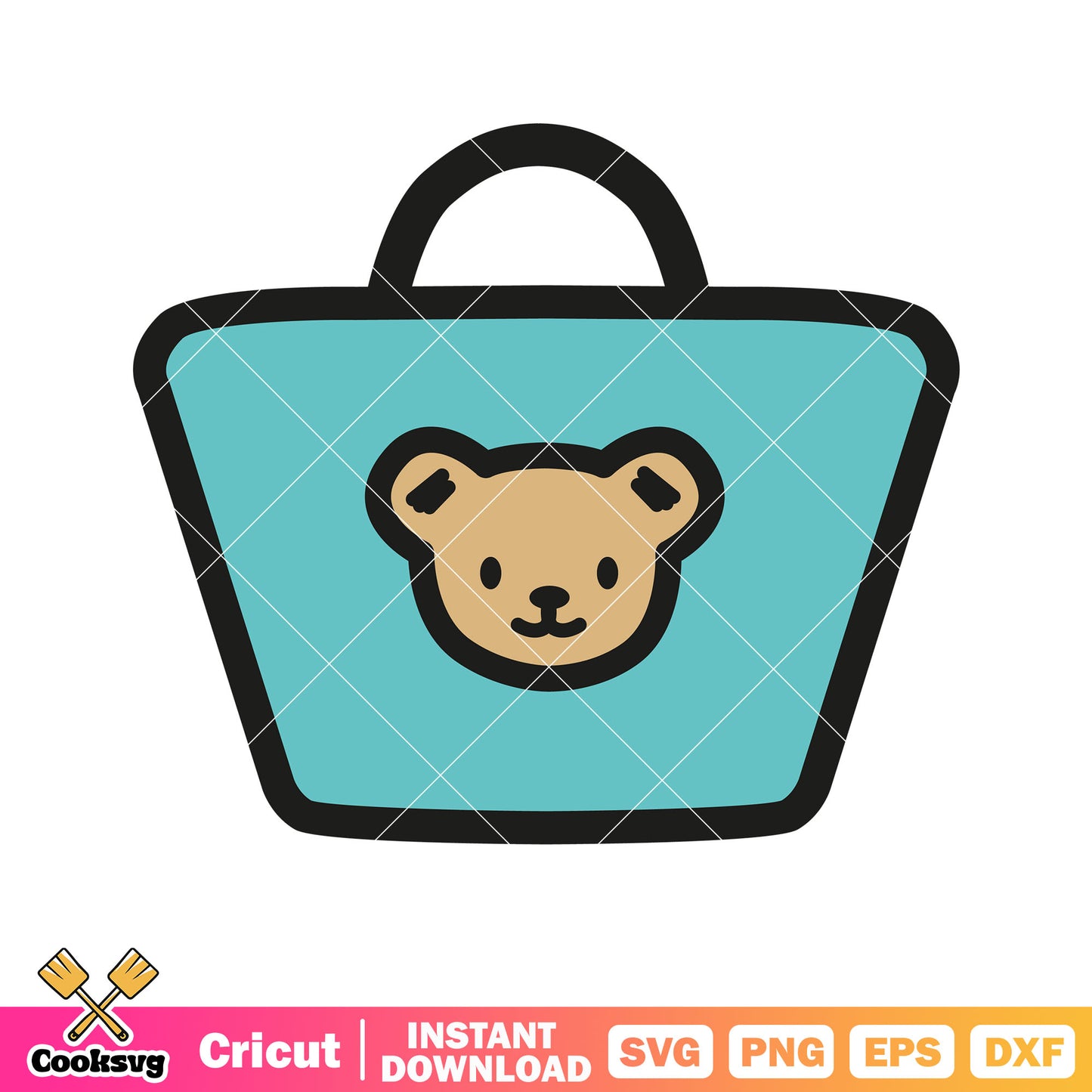 Hello kitty teddy fashion bag svg, hello kitty bag​ svg, kitty cat svg