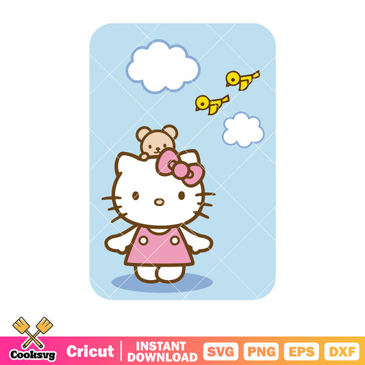 Hello kitty teddy rectangle svg, hello kitty cat svg, sanrio cartoon svg