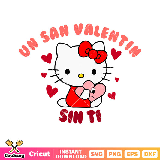 Hello kitty un san valentin sin ti svg, hello kitty valentine svg