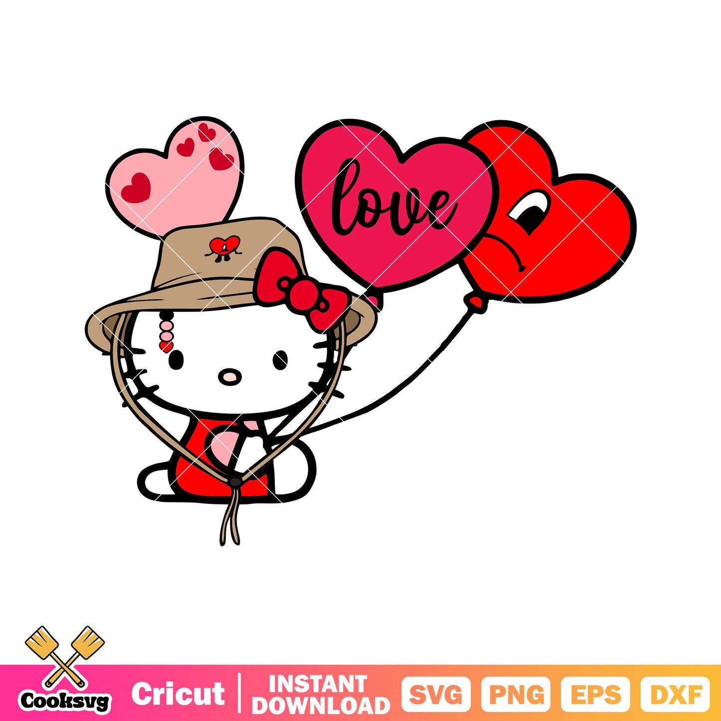 Hello kitty valentine balloon svg, hello kitty valentine svg