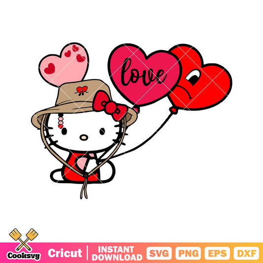 Hello kitty valentine balloon svg, hello kitty valentine svg