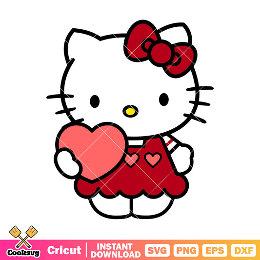 Hello kitty valentine heart svg, hello kitty valentine svg