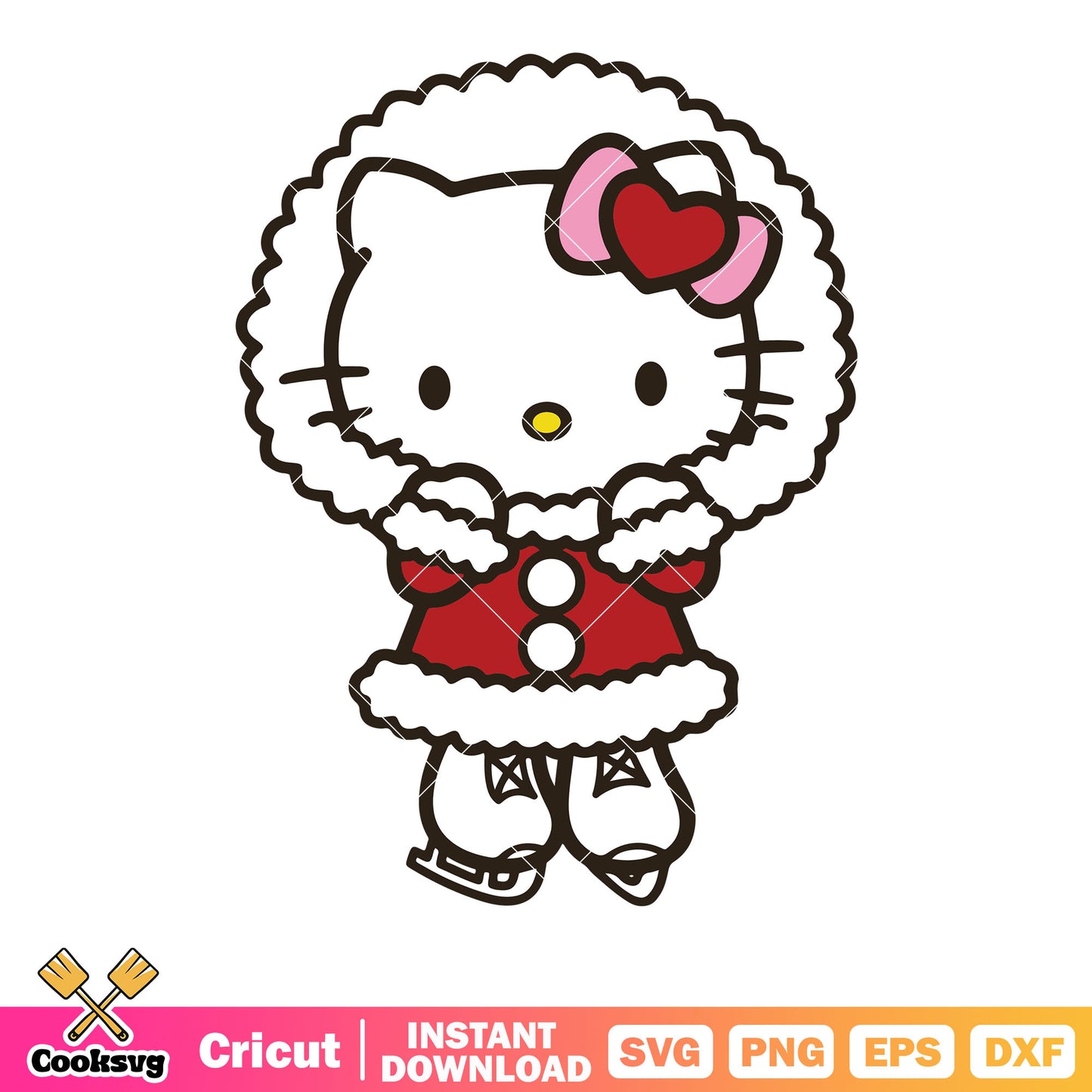 Hello kitty winter red costume svg, hello kitty winter svg, kitty cat svg