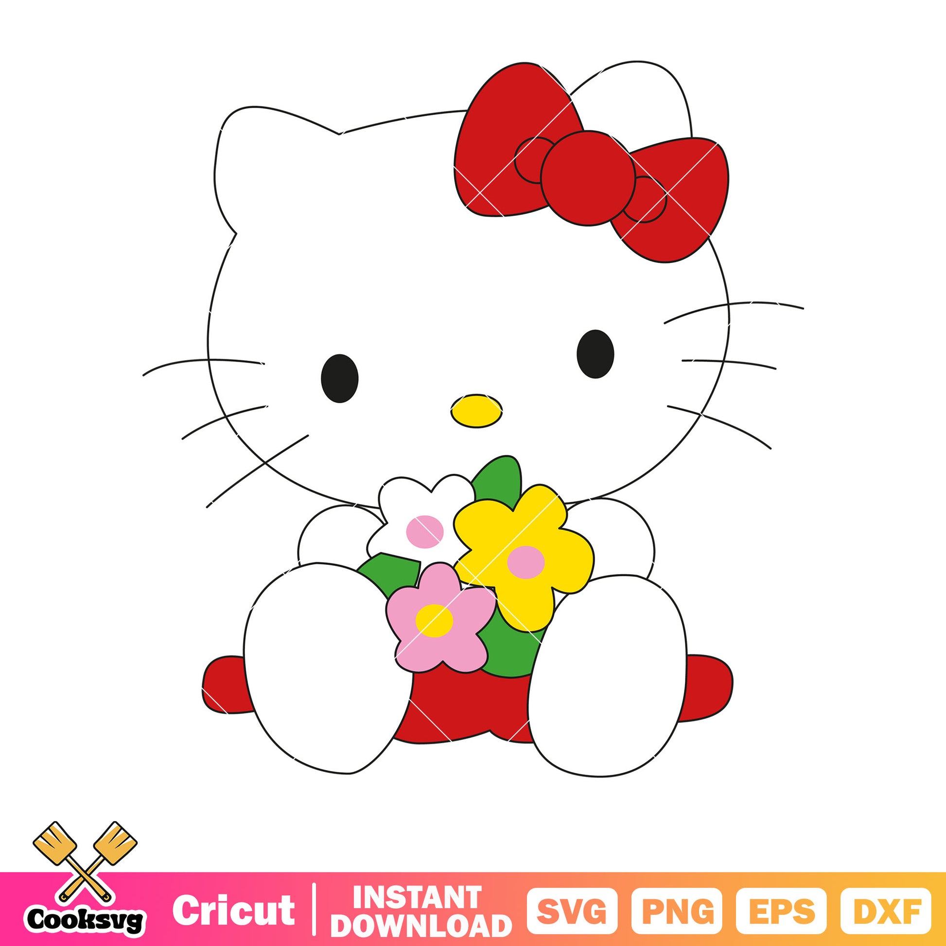 Hello kitty with flower sanrio svg, hello kitty by sanrio​ svg